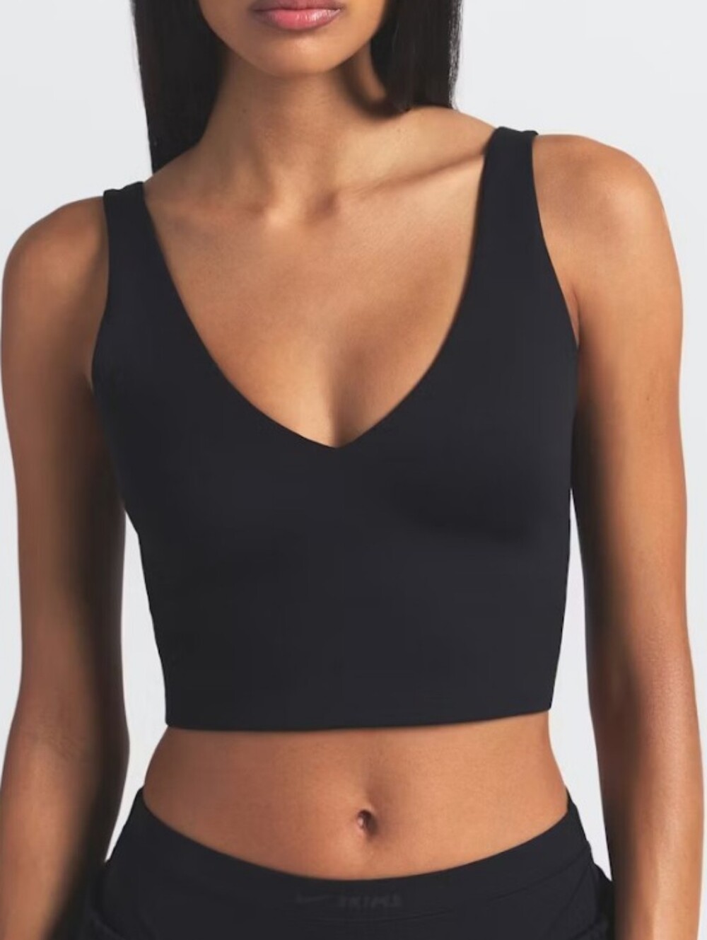 Nike SKIMS Black Matte V-Neck Longline Bra Top, Xl
